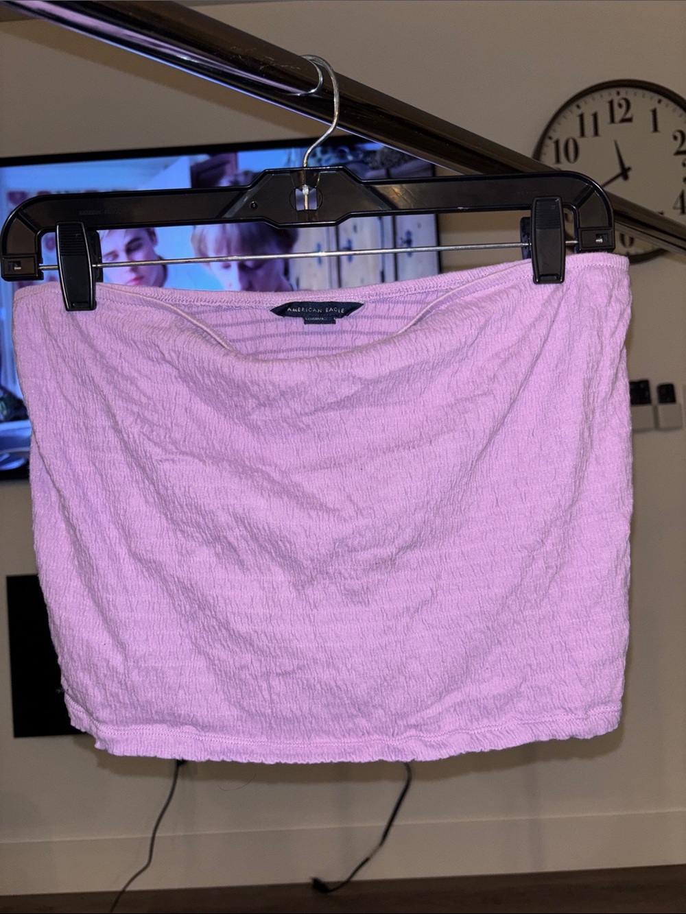 American Eagle Outfitters Light Pink Textured Strapless tube Crop Top L